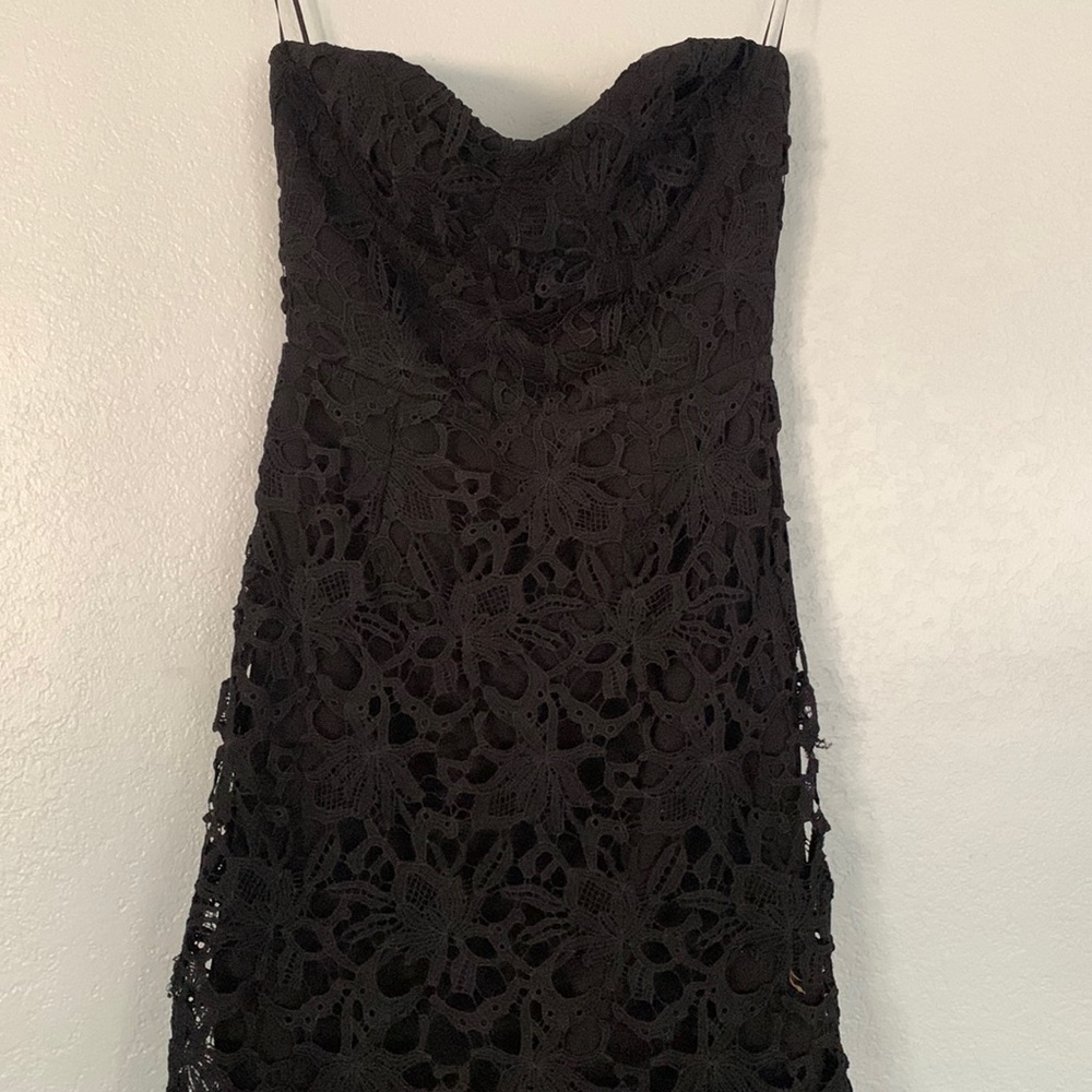 J.O.A, black crocheted maxi dress